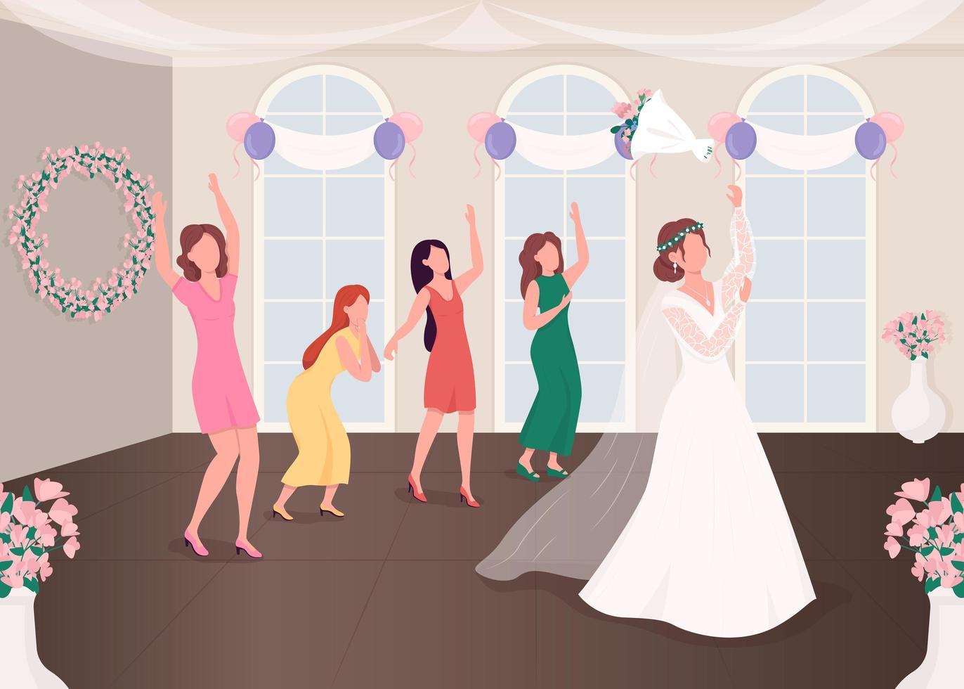 Bouquet throwing tradition vector