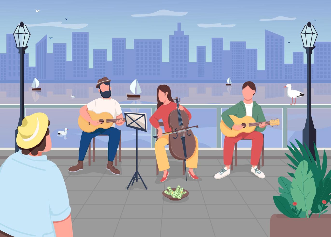 Music band in city vector