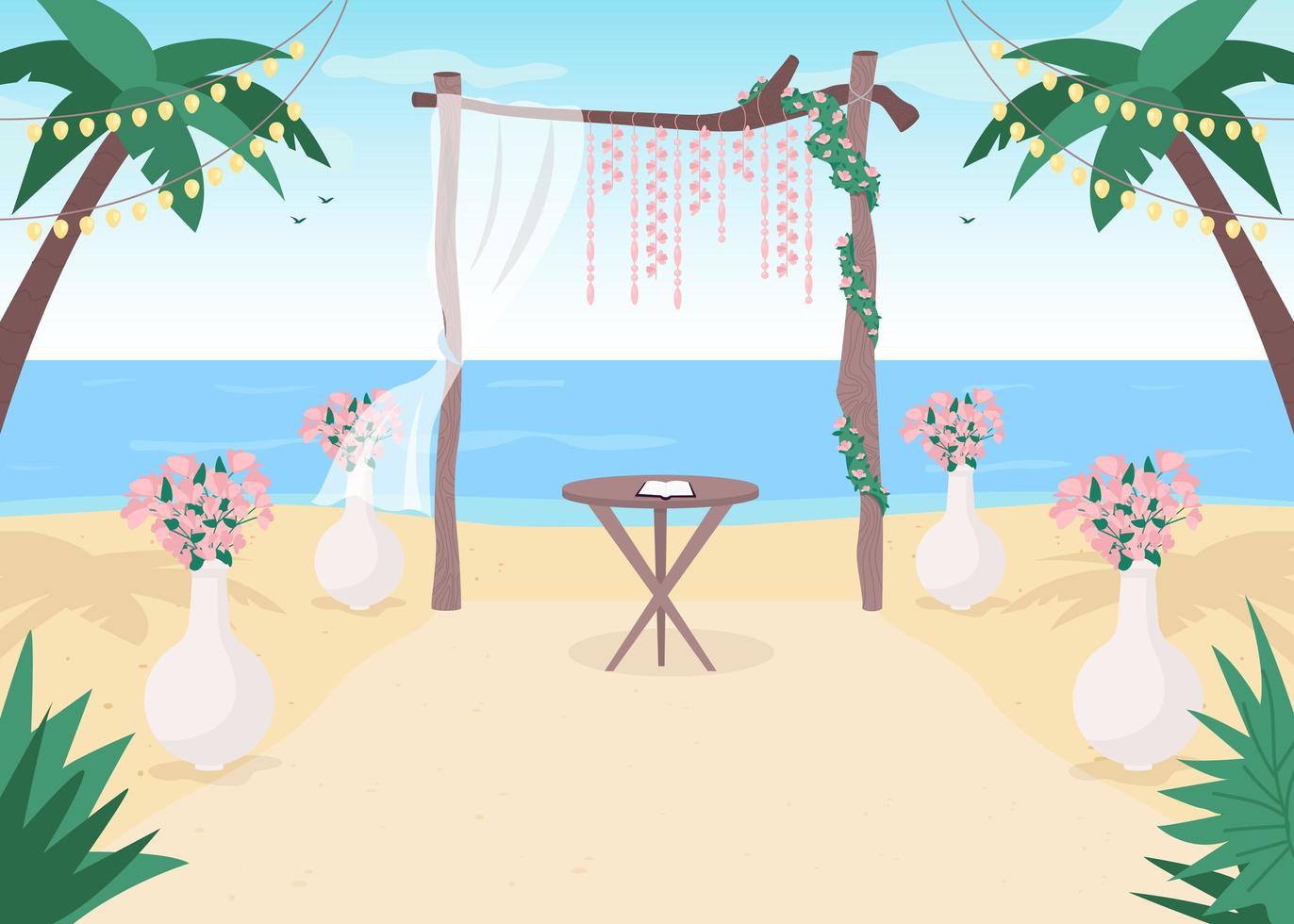 escenario de boda en la playa vector