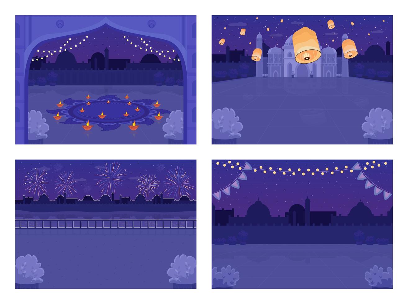 Night Hindu holiday celebration vector