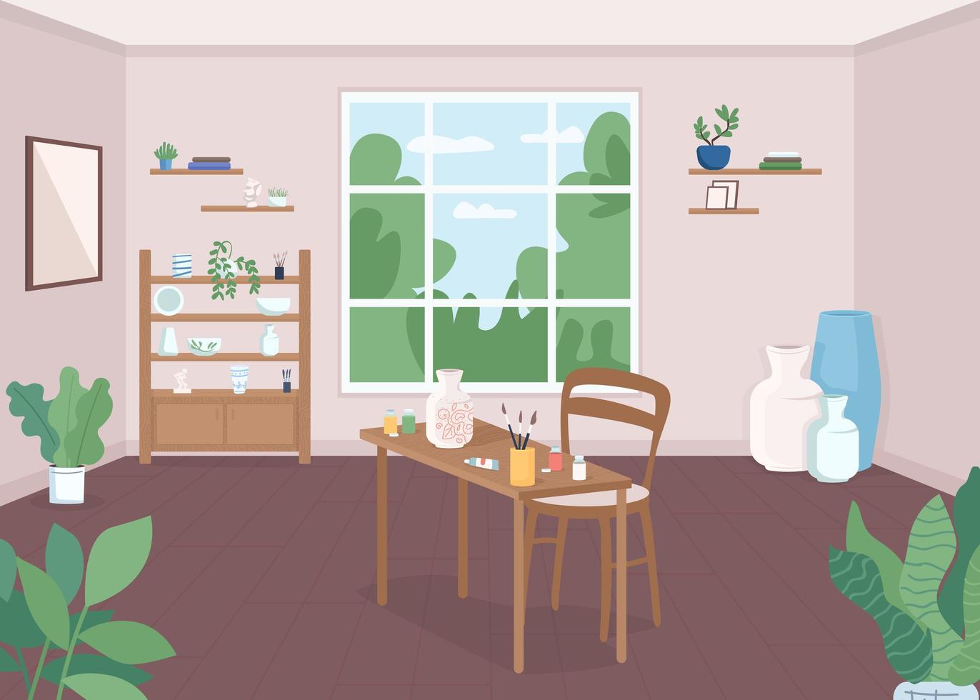 Pottery classroom flat vector