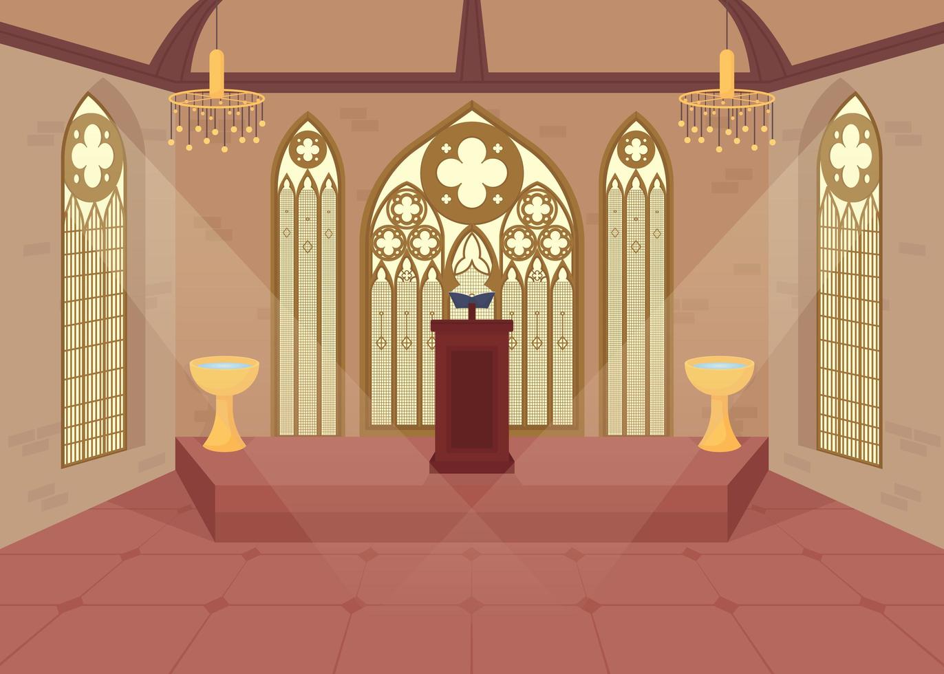 Church setting flat vector