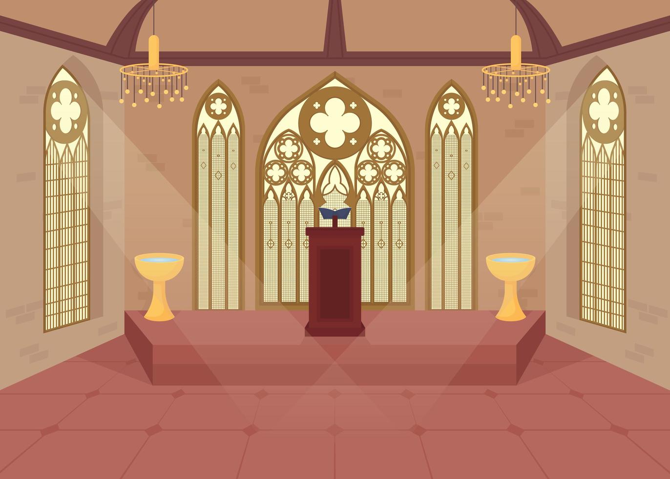 Church setting flat vector