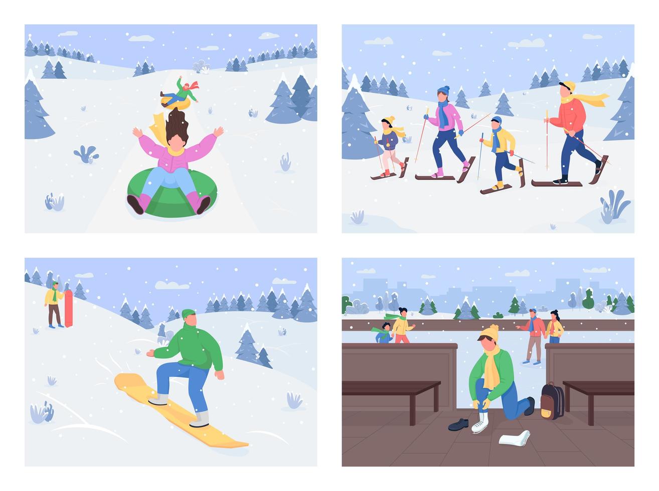 Winter fun activities vector