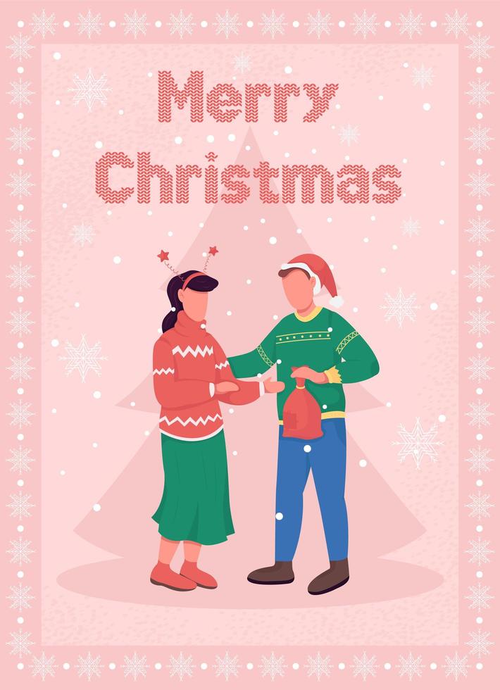 Christmas celebration for couple greeting card vector