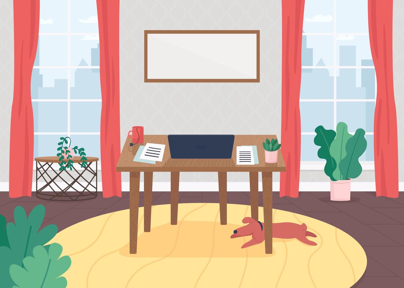 Freelancer workplace setting vector