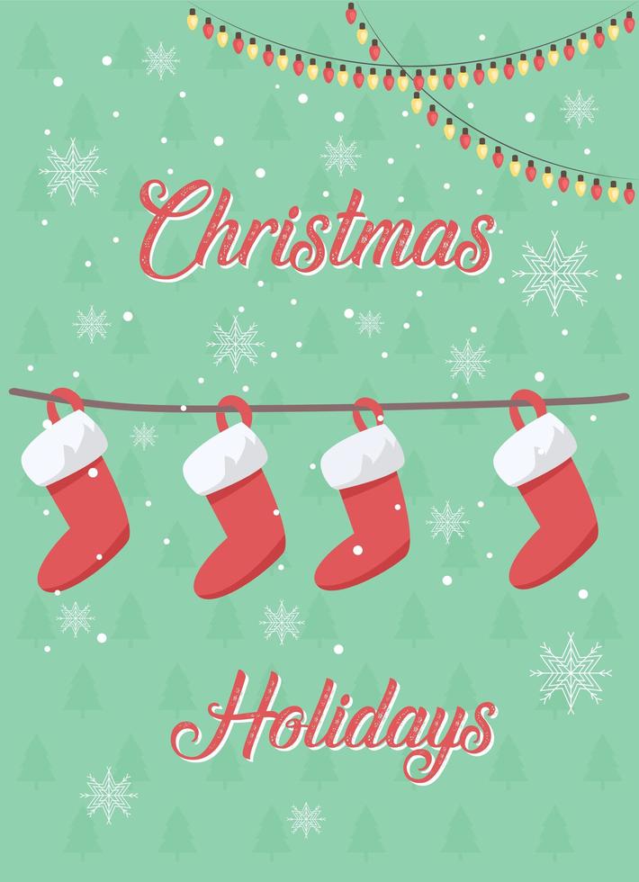 Christmas stockings greeting card vector