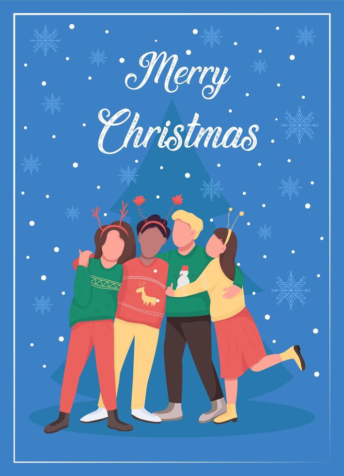 Xmas party with friends greeting card vector