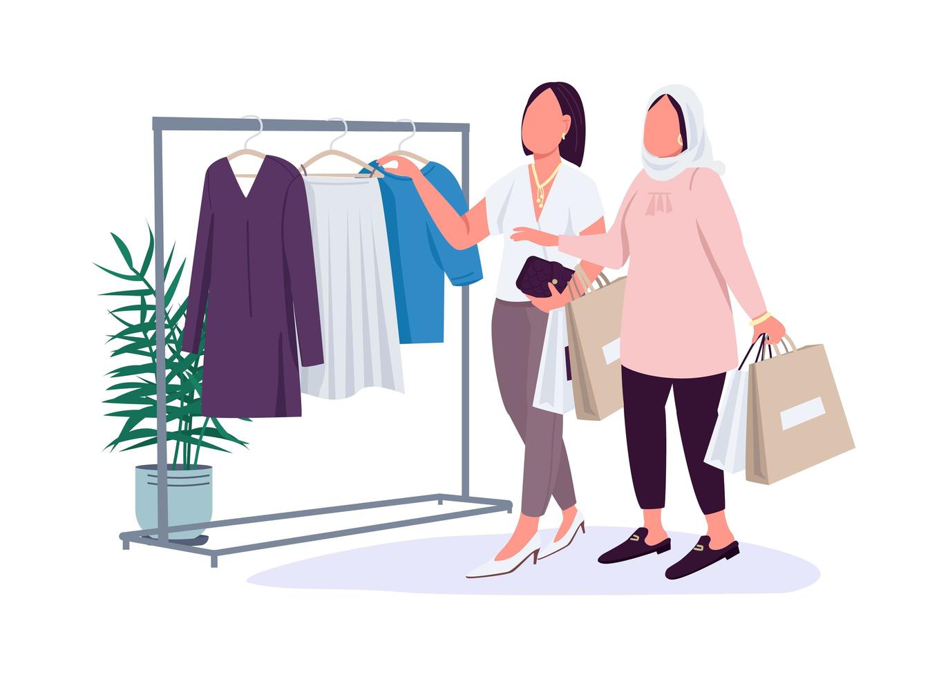 Girlfriends shopping for clothes vector