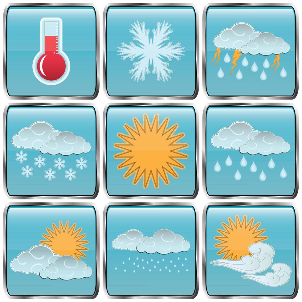 Day weather colour icons vector