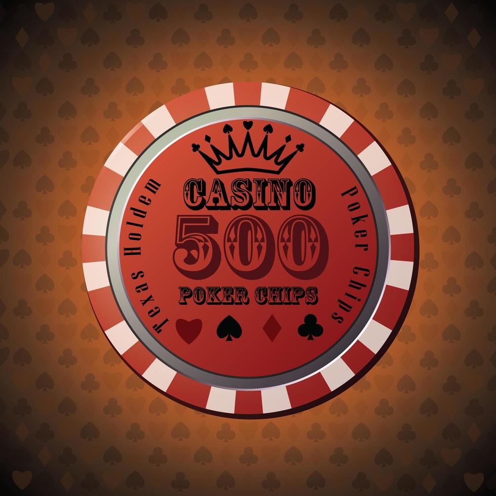 Poker chip 500 on orange background vector