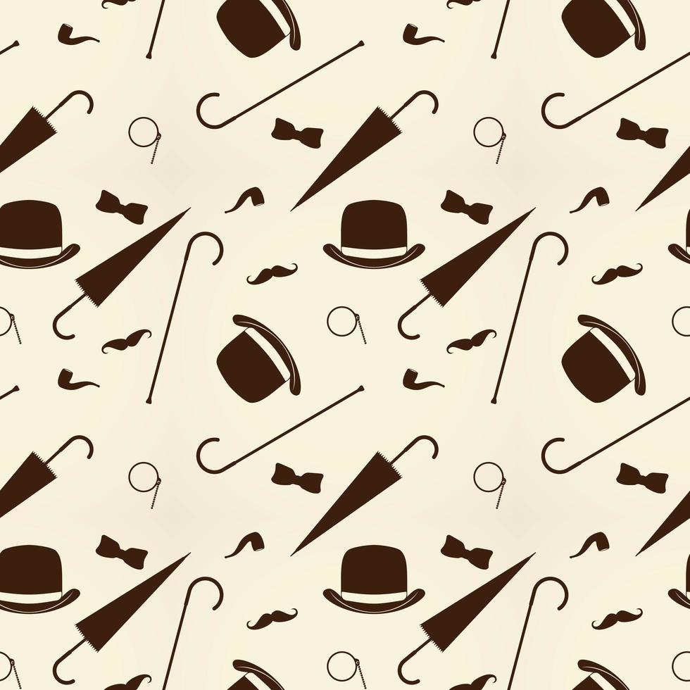 Retro gentleman elements seamless pattern vector