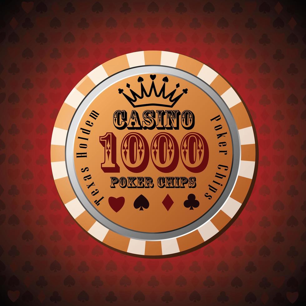 Ficha de póquer 1000 sobre fondo rojo. vector