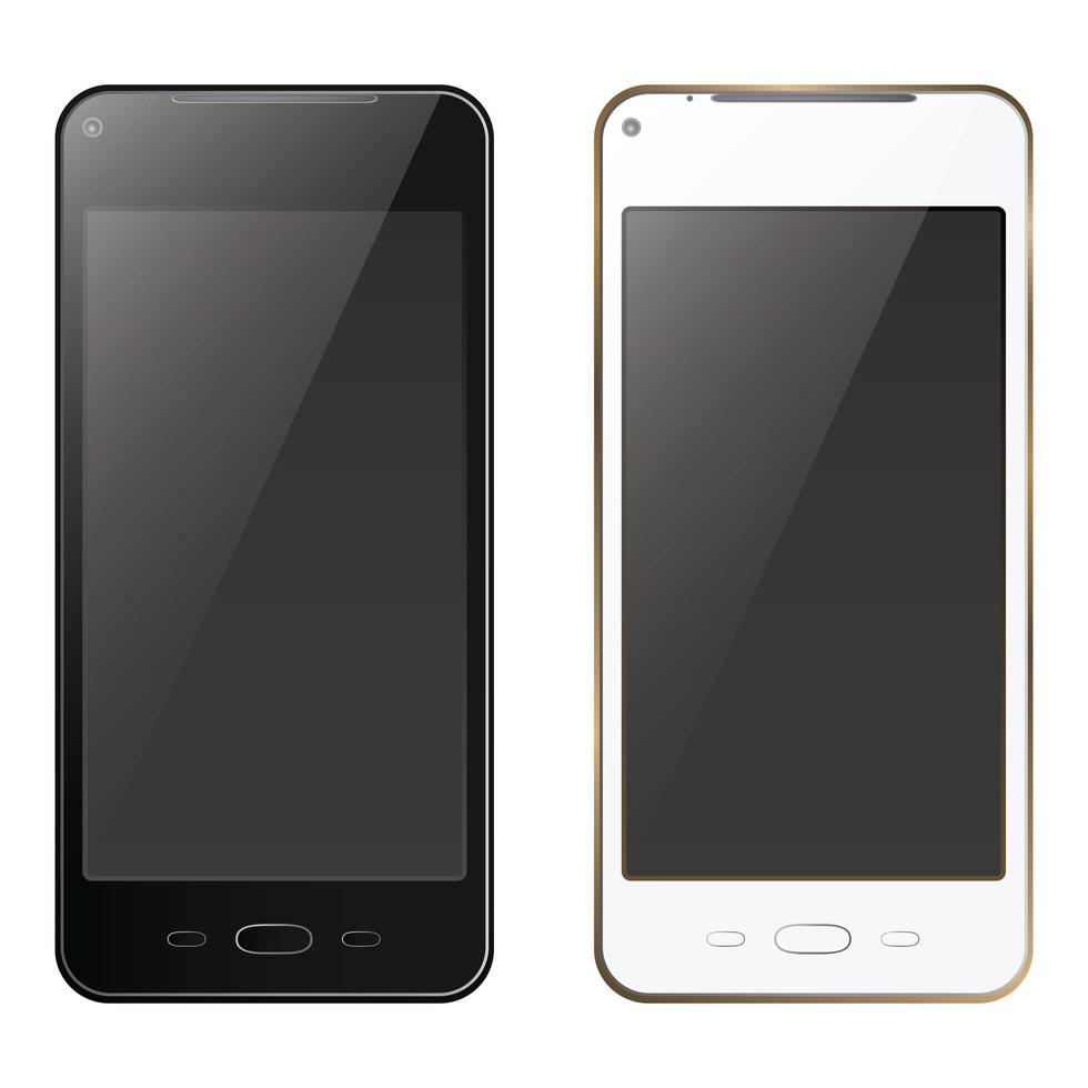 teléfono móvil smartphone maqueta en blanco y negro vector