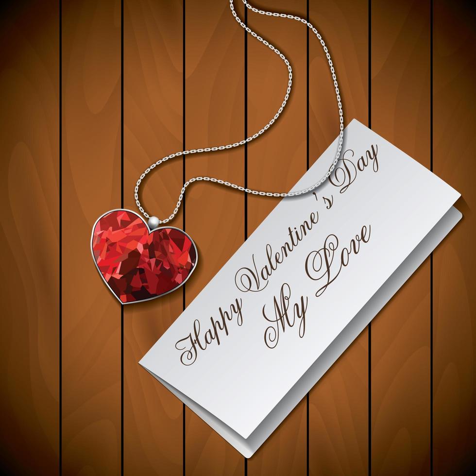 Letter with pendant on wooden background vector