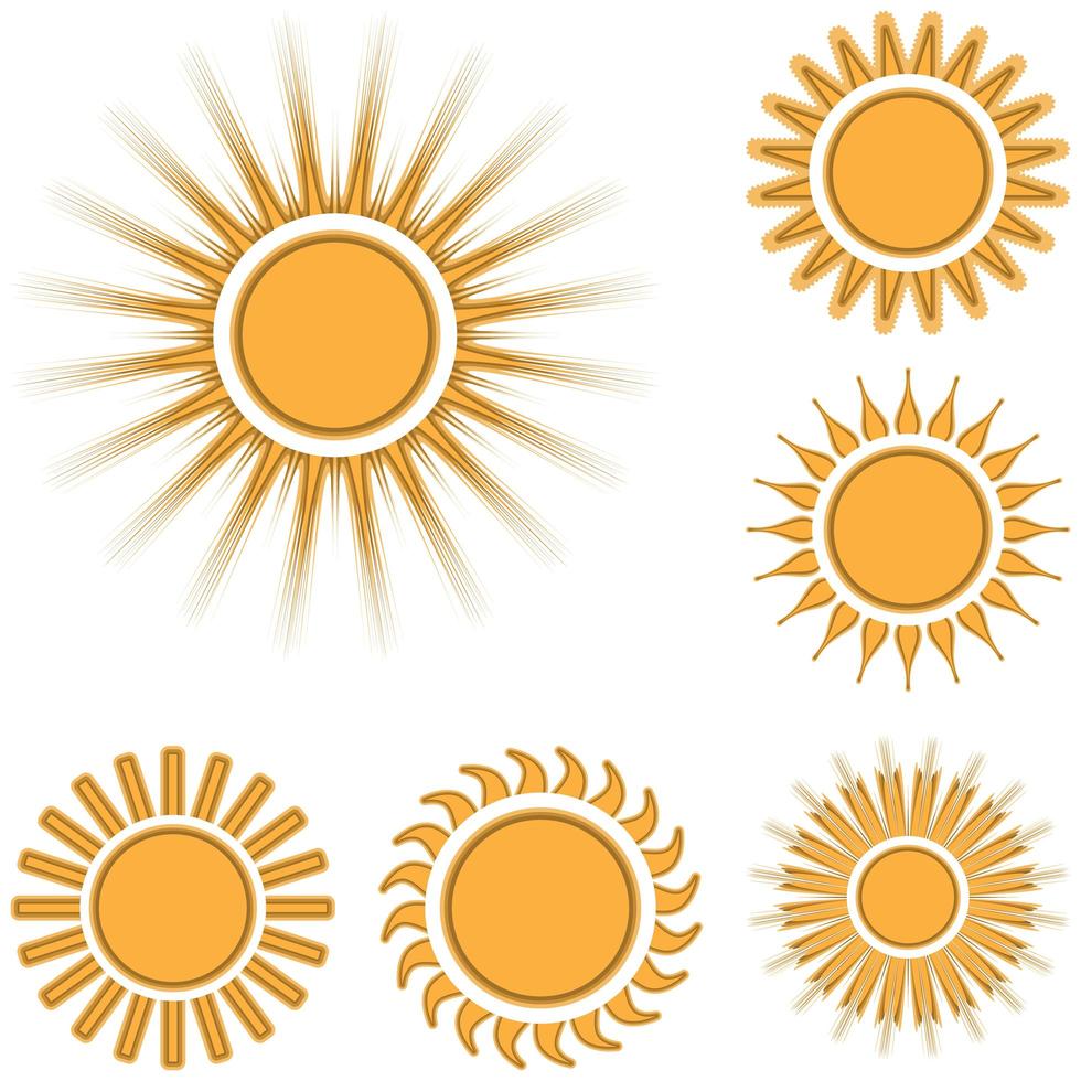 diferentes iconos de sol conjunto aislado vector