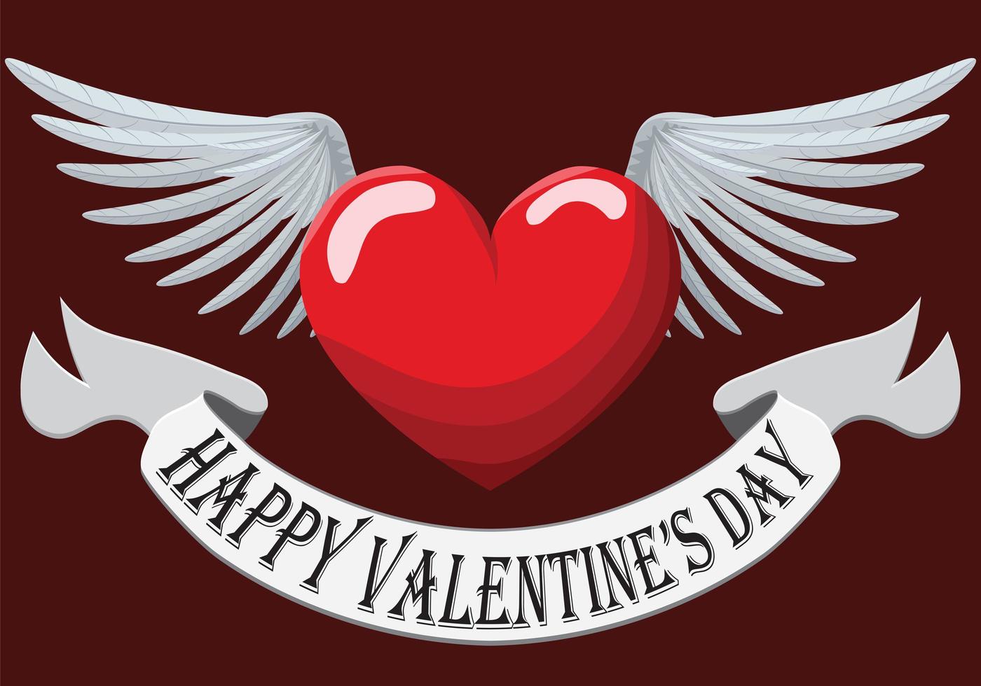 Valentine Heart with wings vector