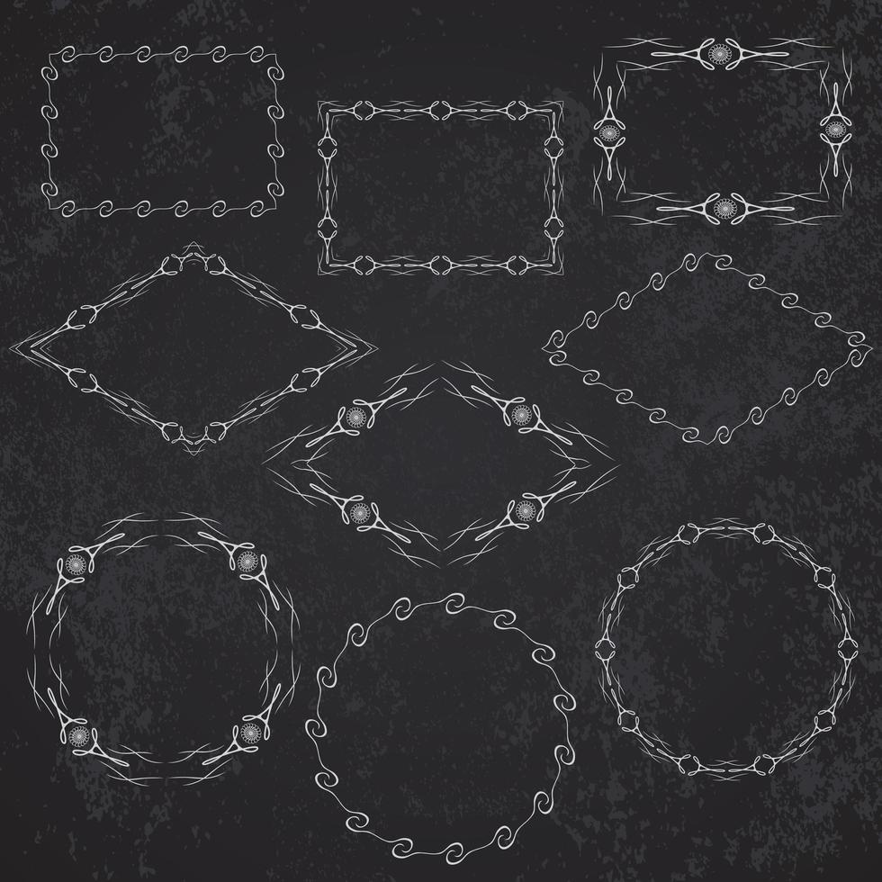 Vintage retro frame set on chalkboard background. vector