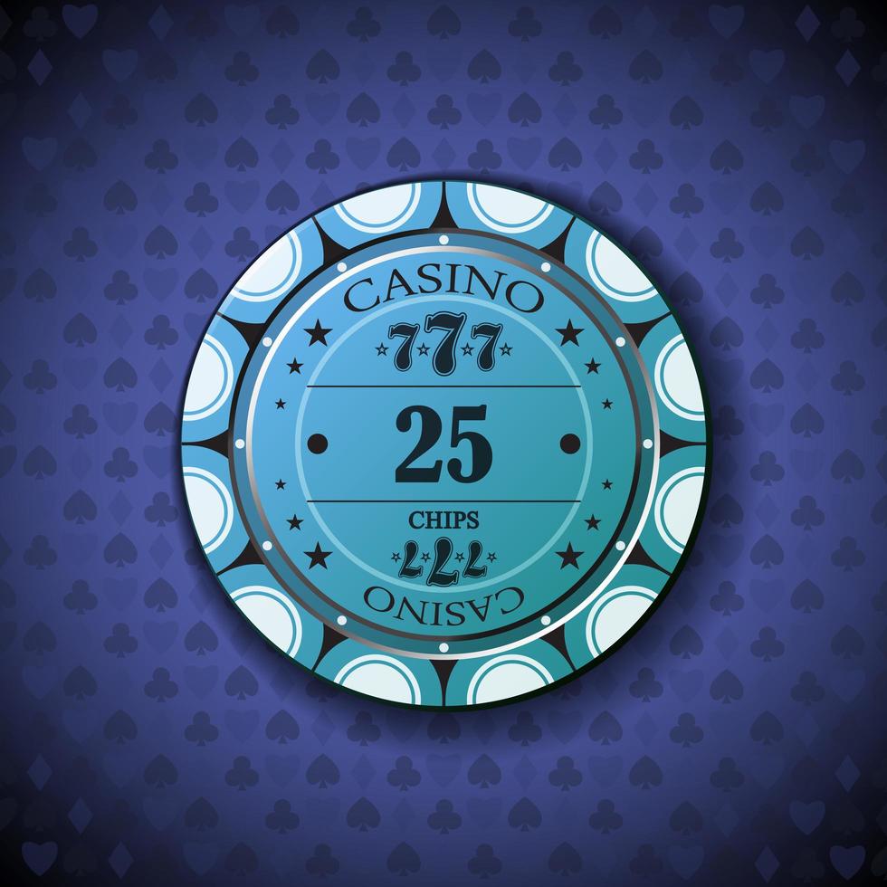 Poker chip twenty five, on card symbol background vector