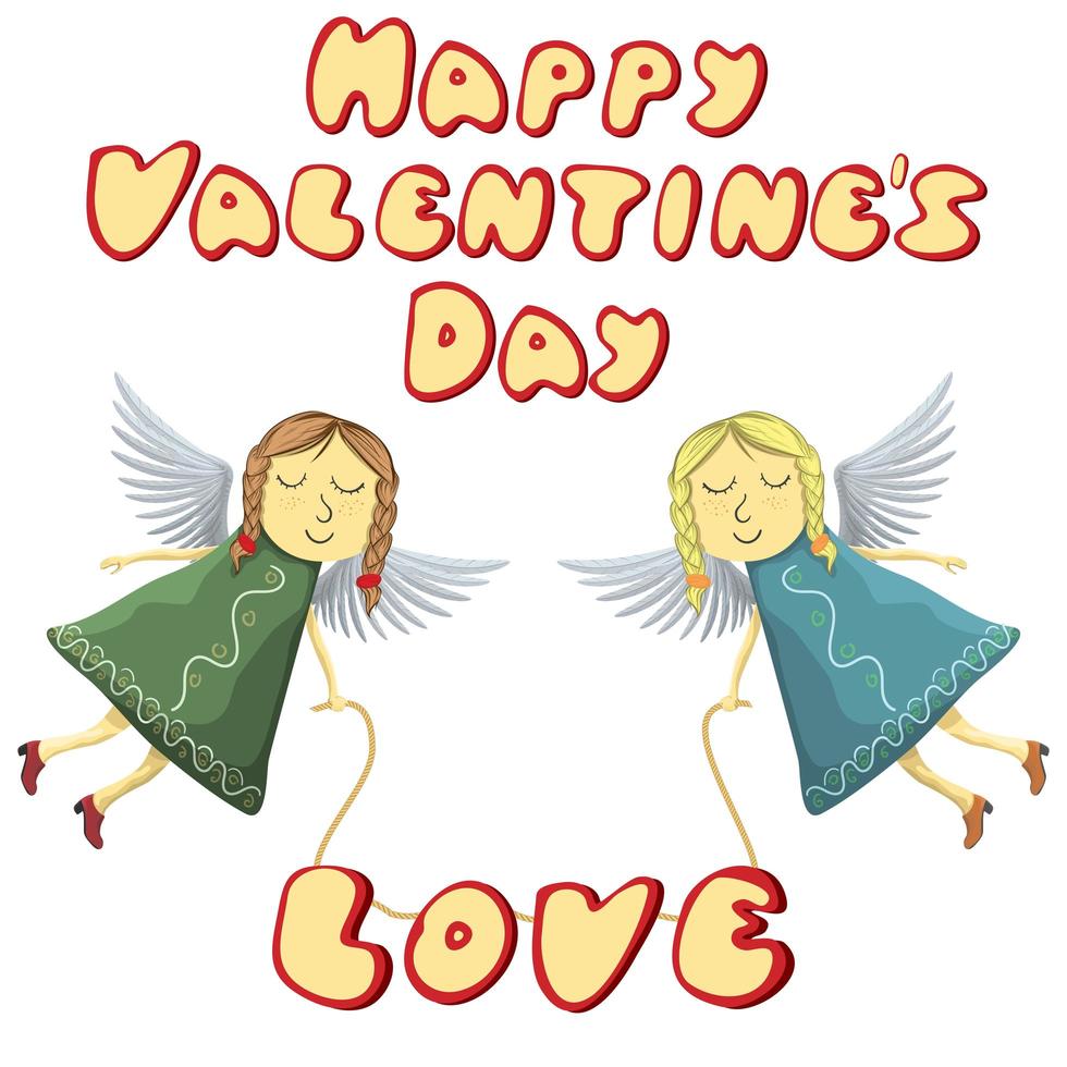 Valentine Fairies flying with love isolated vector