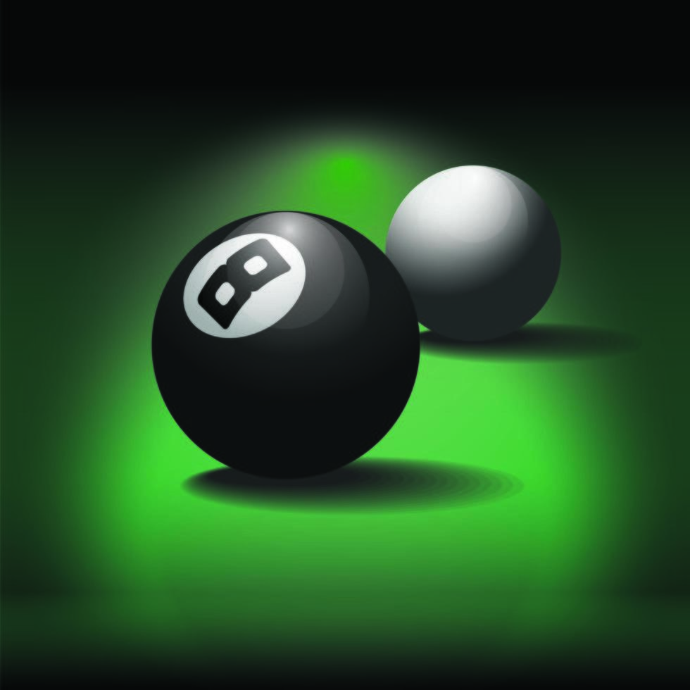 Pool balls on green table background vector