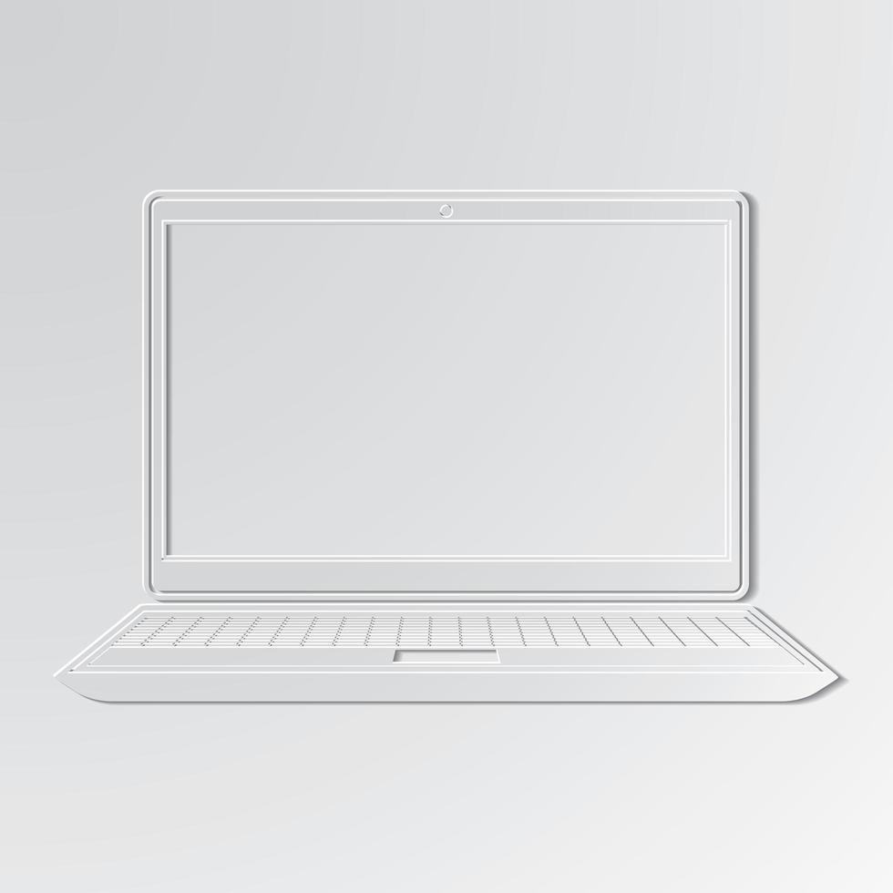 Laptop cut out on paper background vector