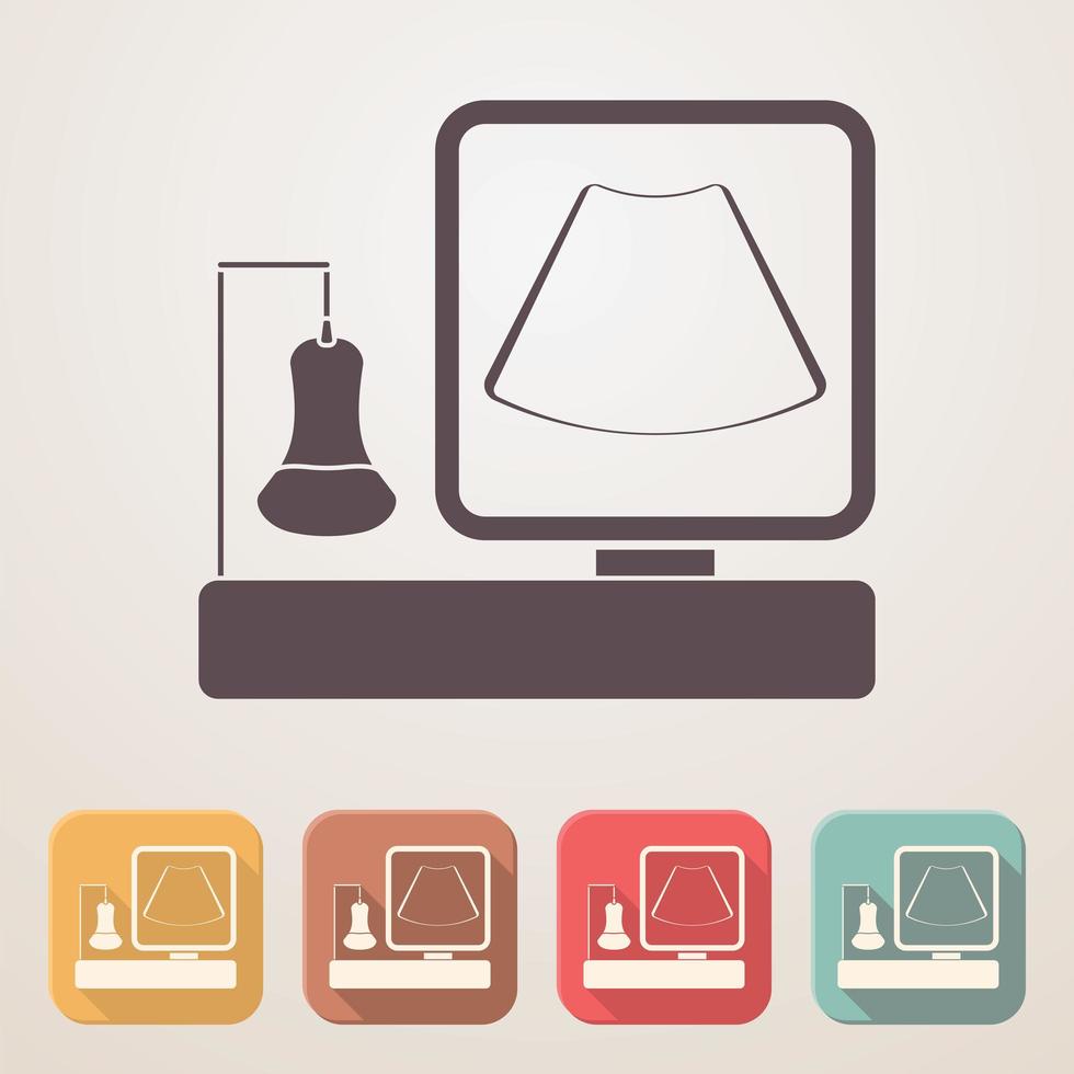 Ultrasound machine flat icon set in color boxes vector