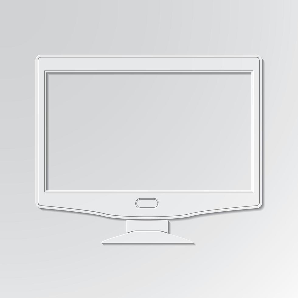 Widescreen monitor cut out on paper background vector