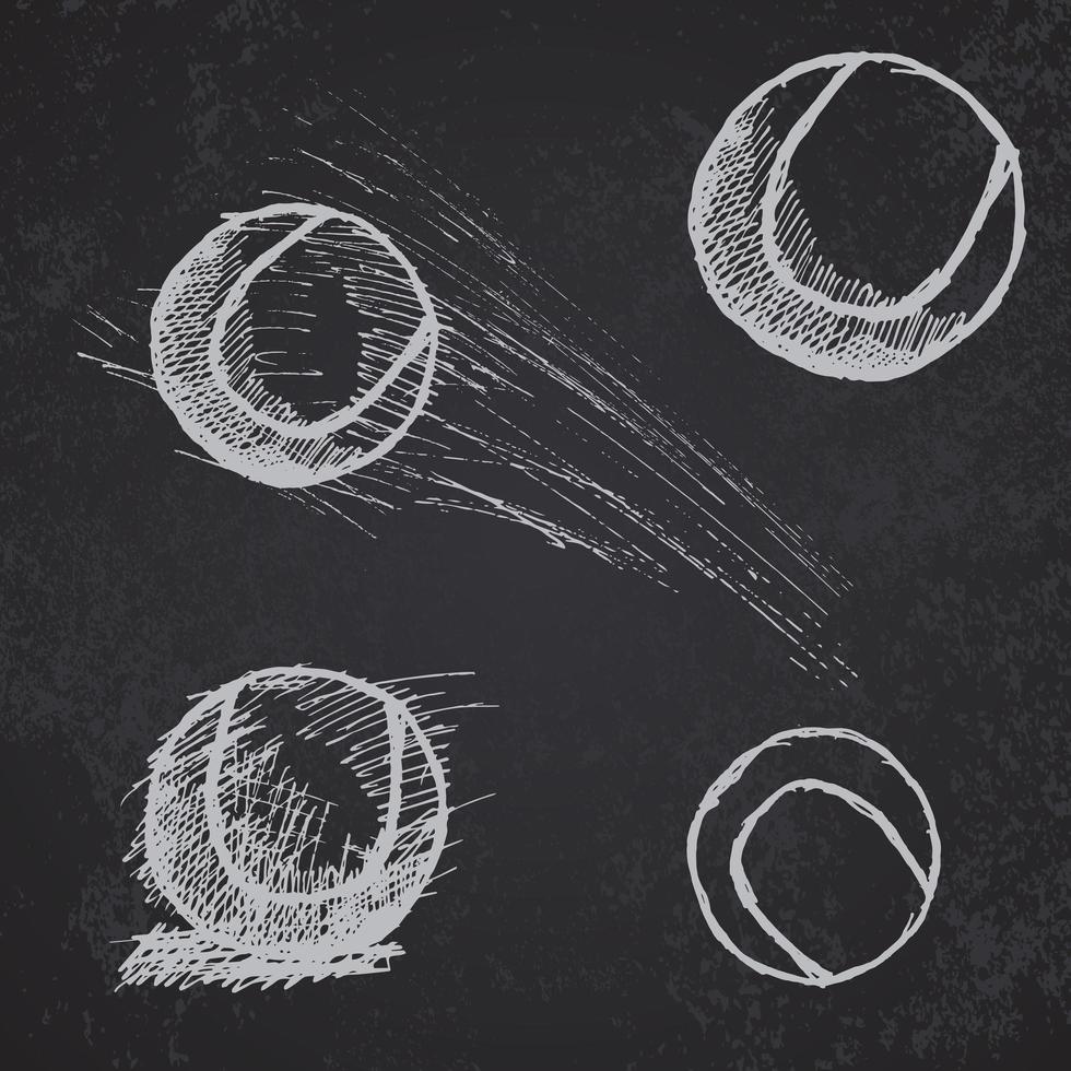 Tennis ball sketch on blackboard vector