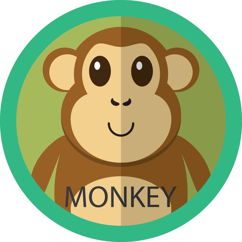 avatar de icono plano de dibujos animados lindo mono marrón vector