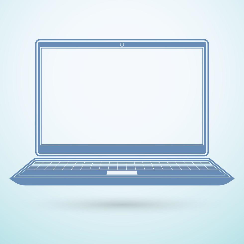 Laptop flat icon on blue background vector