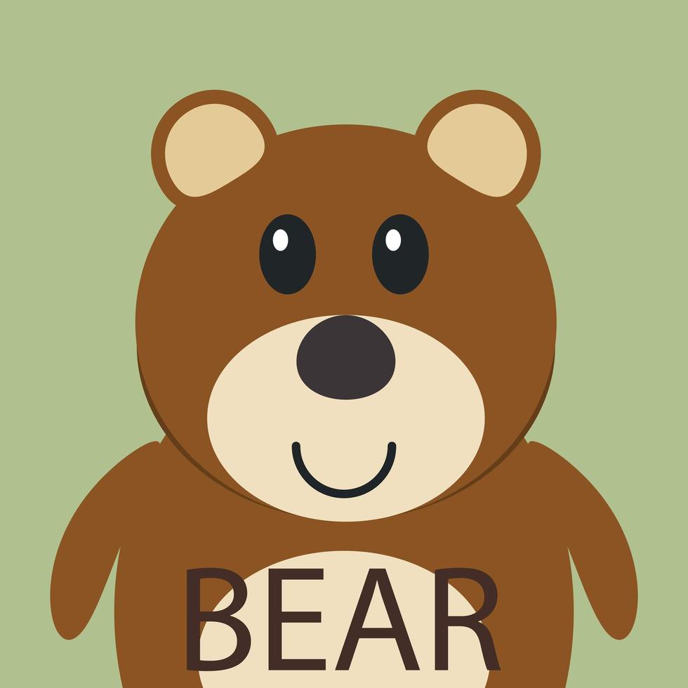 Cute brown bear cartoon flat icon avatar vector