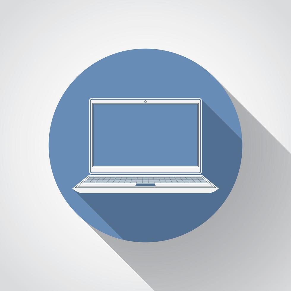 Laptop flat icon with long shadow vector