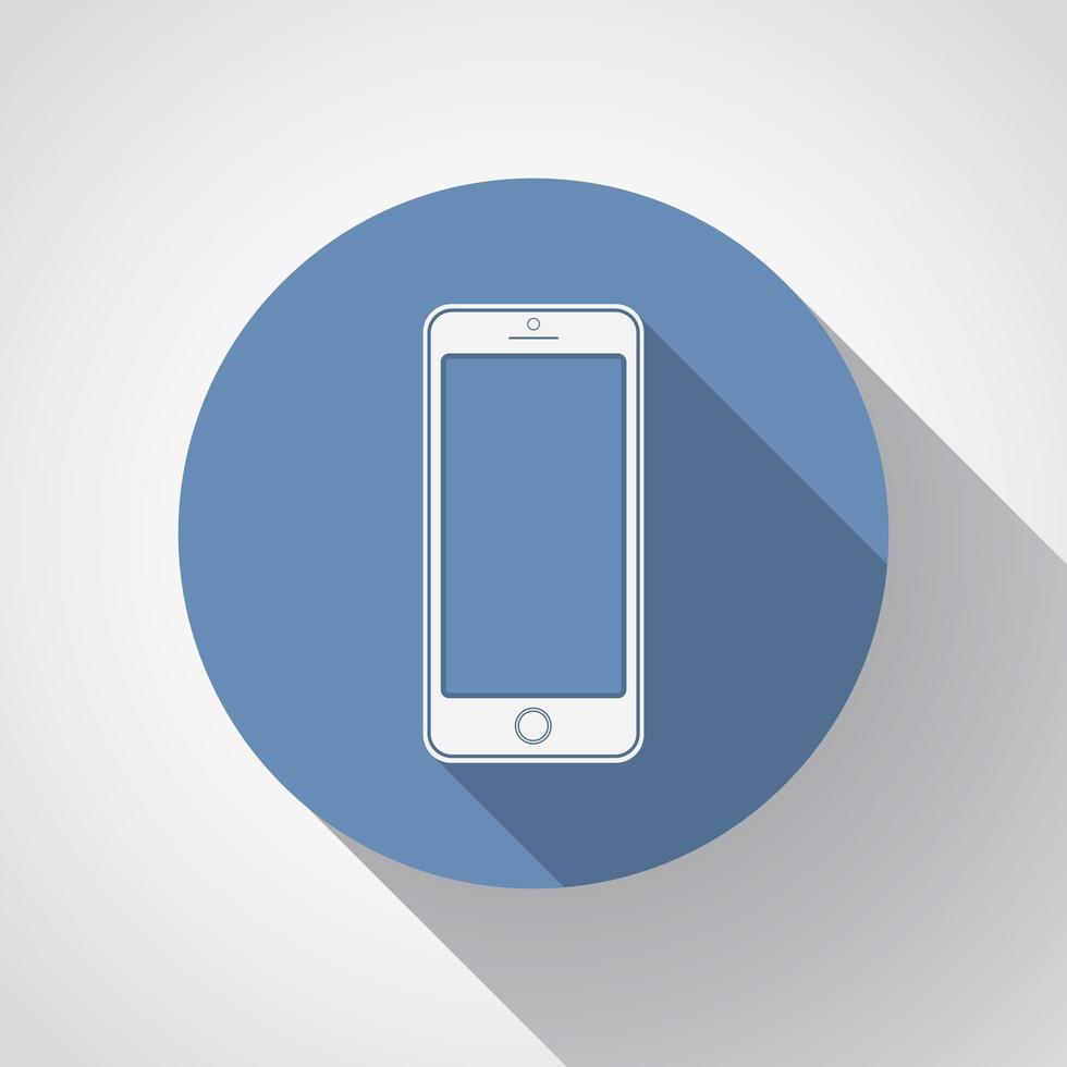 New smartphone flat icon with long shadow vector