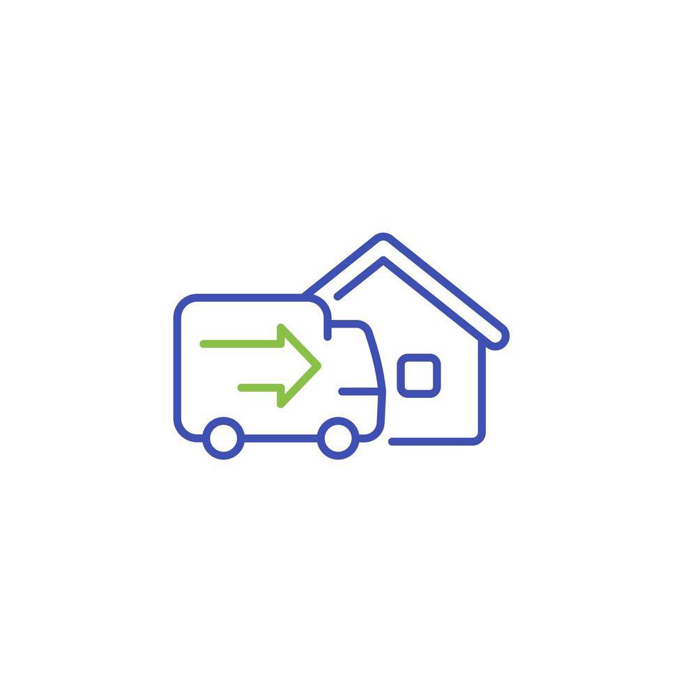 Home delivery line icon on white vector