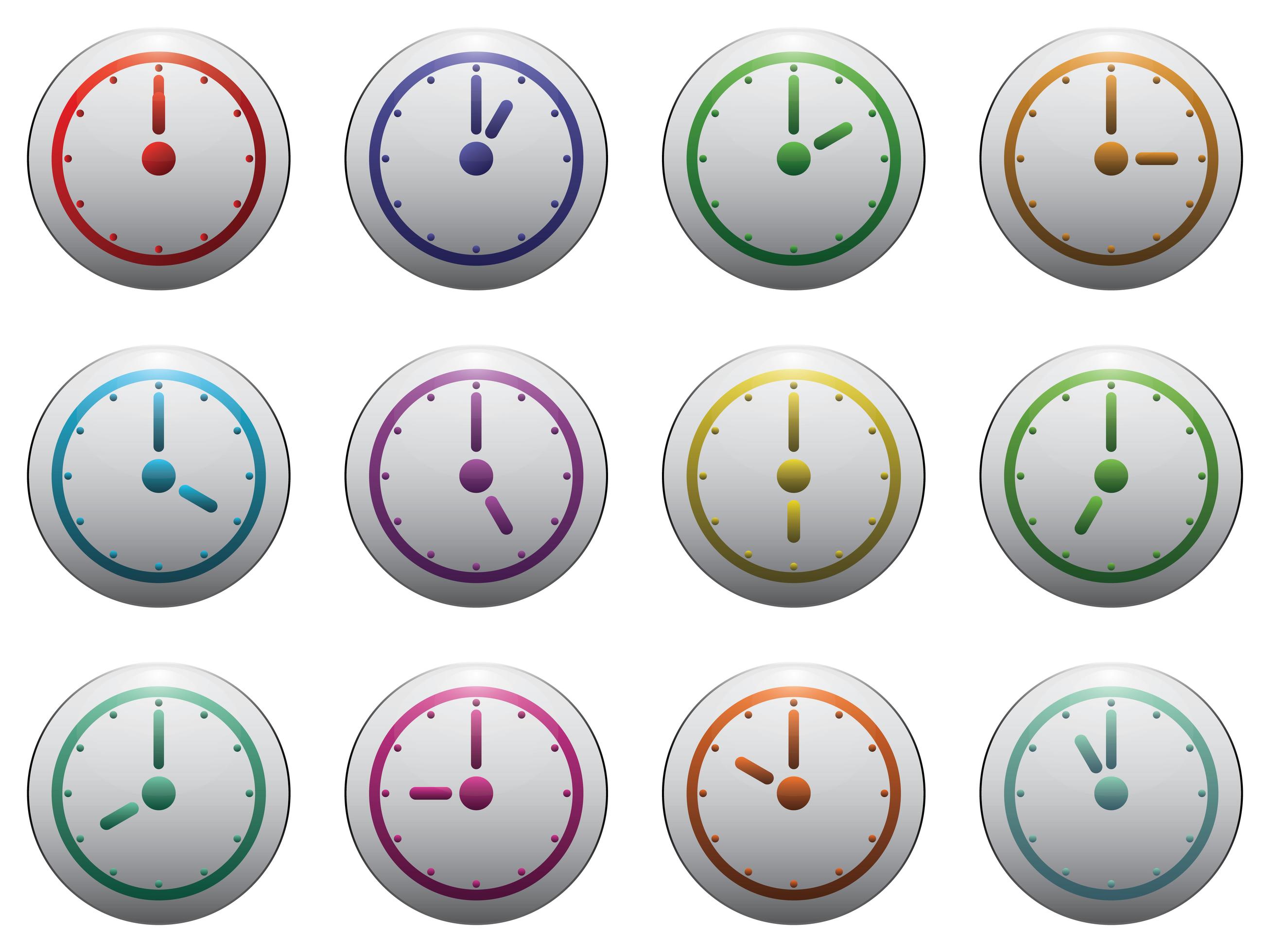 Clock symbol set color on grey isolated 1631499 Vector Art at Vecteezy
