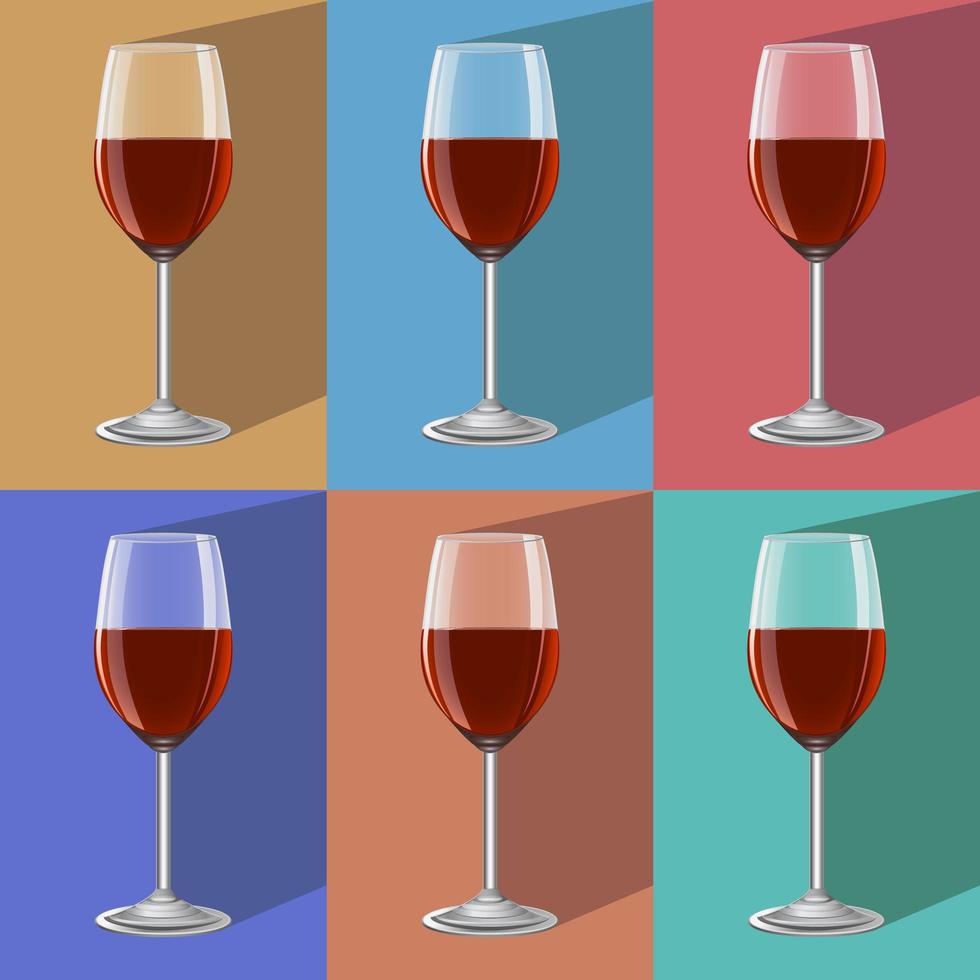 Glasses of wine on metal stand vector