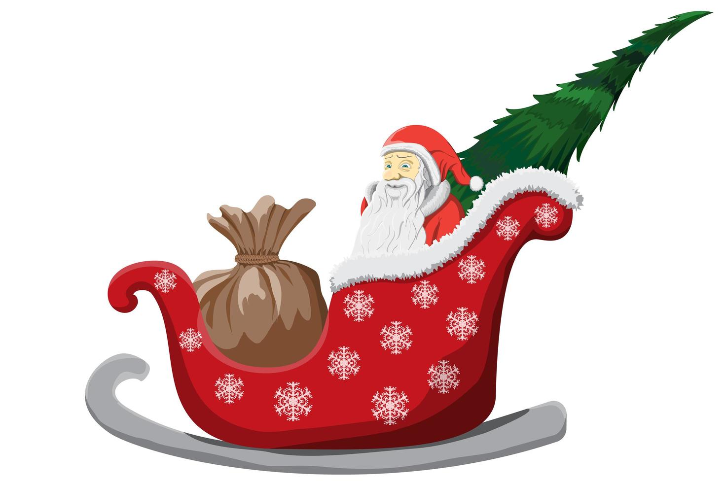 Santa Claus Christmas sledge isolated vector