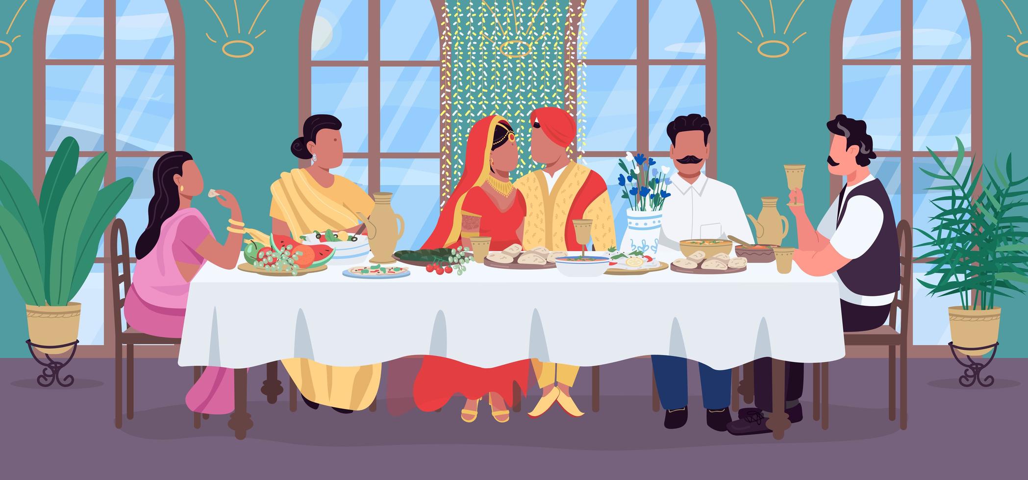 Indian wedding dinner vector