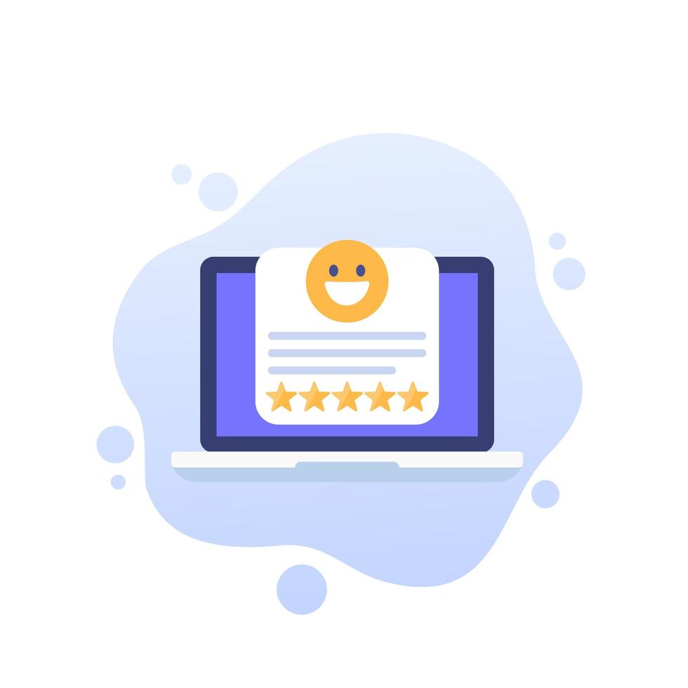 Good review icon with laptop vector