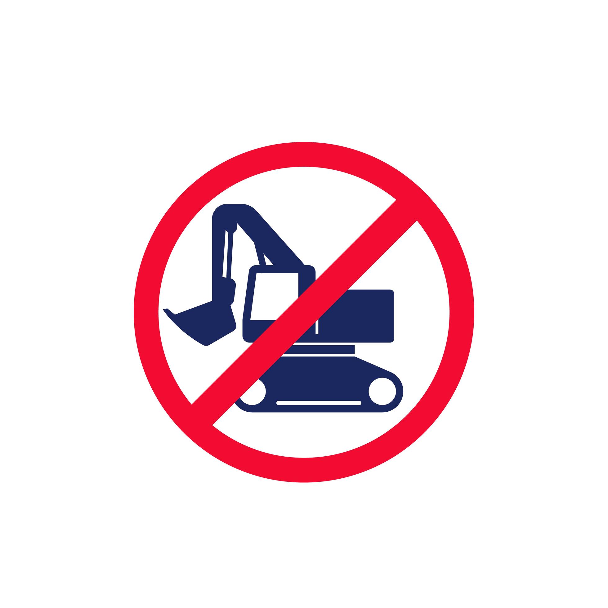 No digging sign with excavator, digger 1631548 Vector Art at Vecteezy