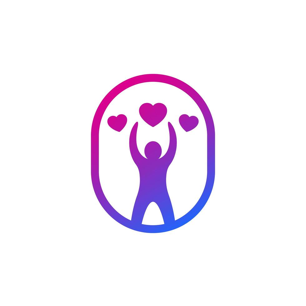 Charity logo with man and hearts vector