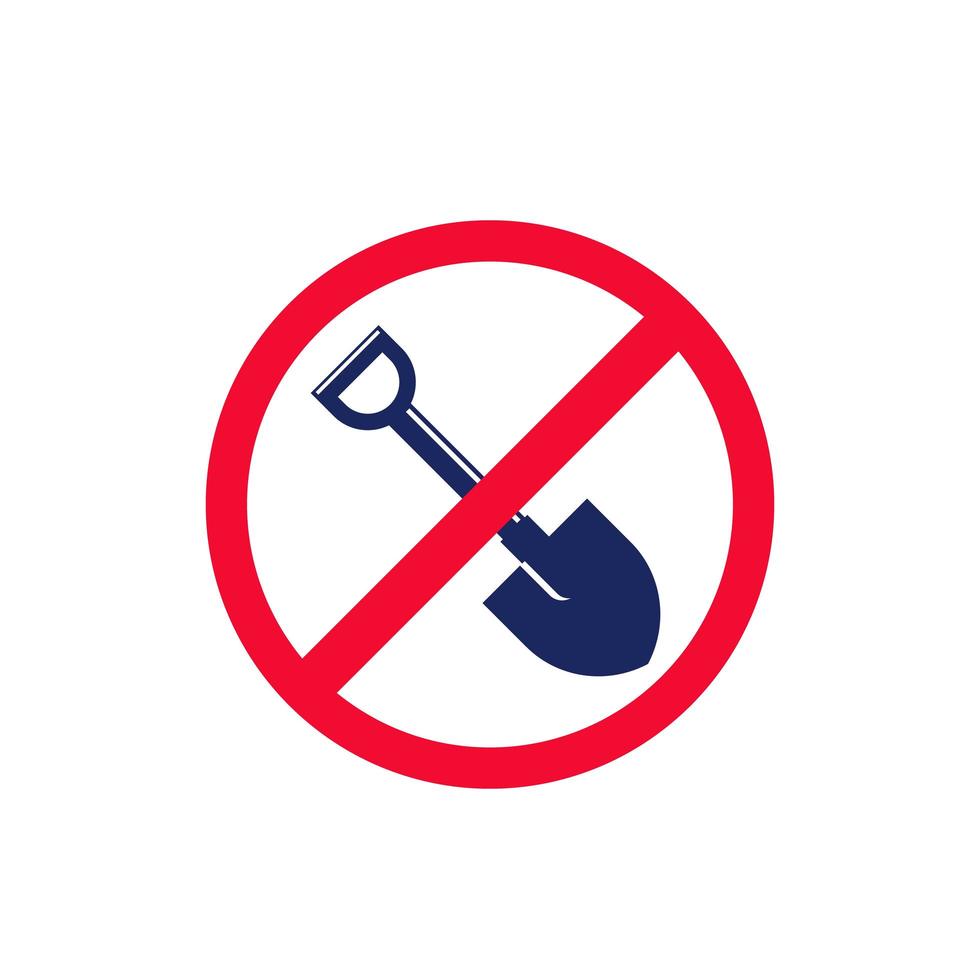 No digging sign with shovel icon vector