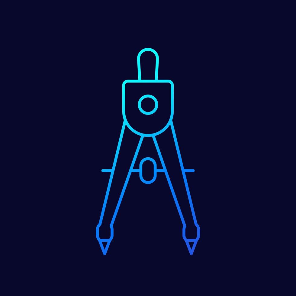Divider, compass tool line icon vector