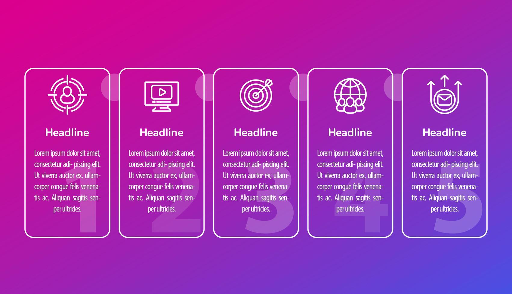 infografías de marketing digital con iconos de línea vector