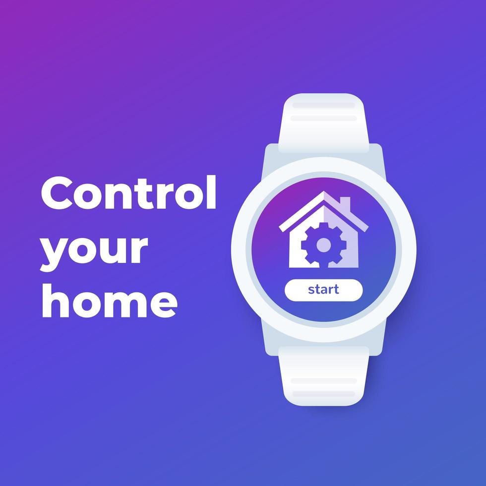 Smart home app for smartwatch vector