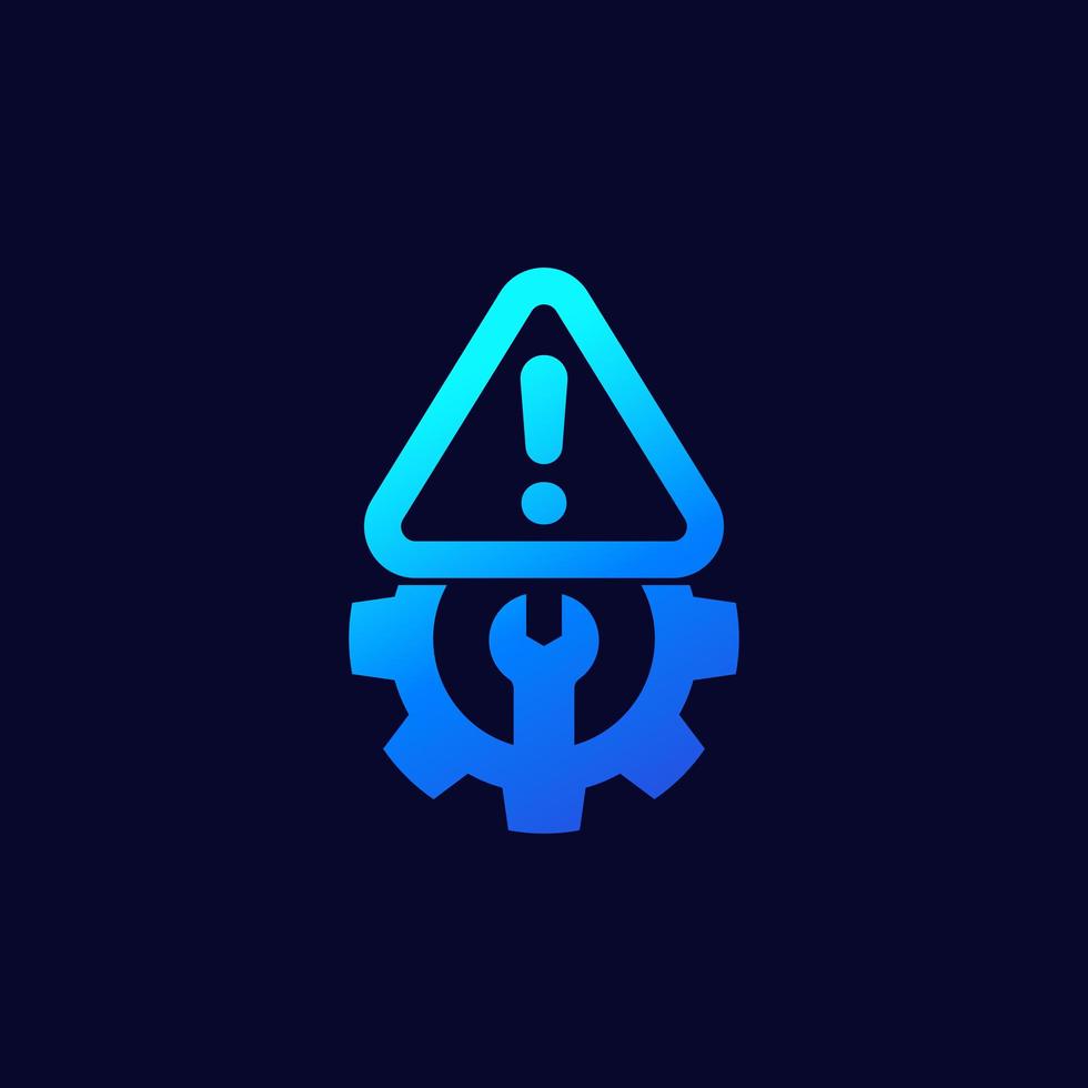 Error warning icon with gear vector