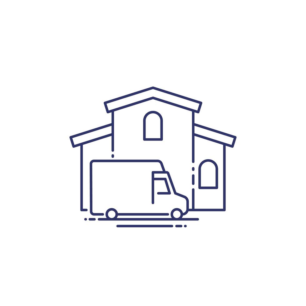 Home delivery line vector icon