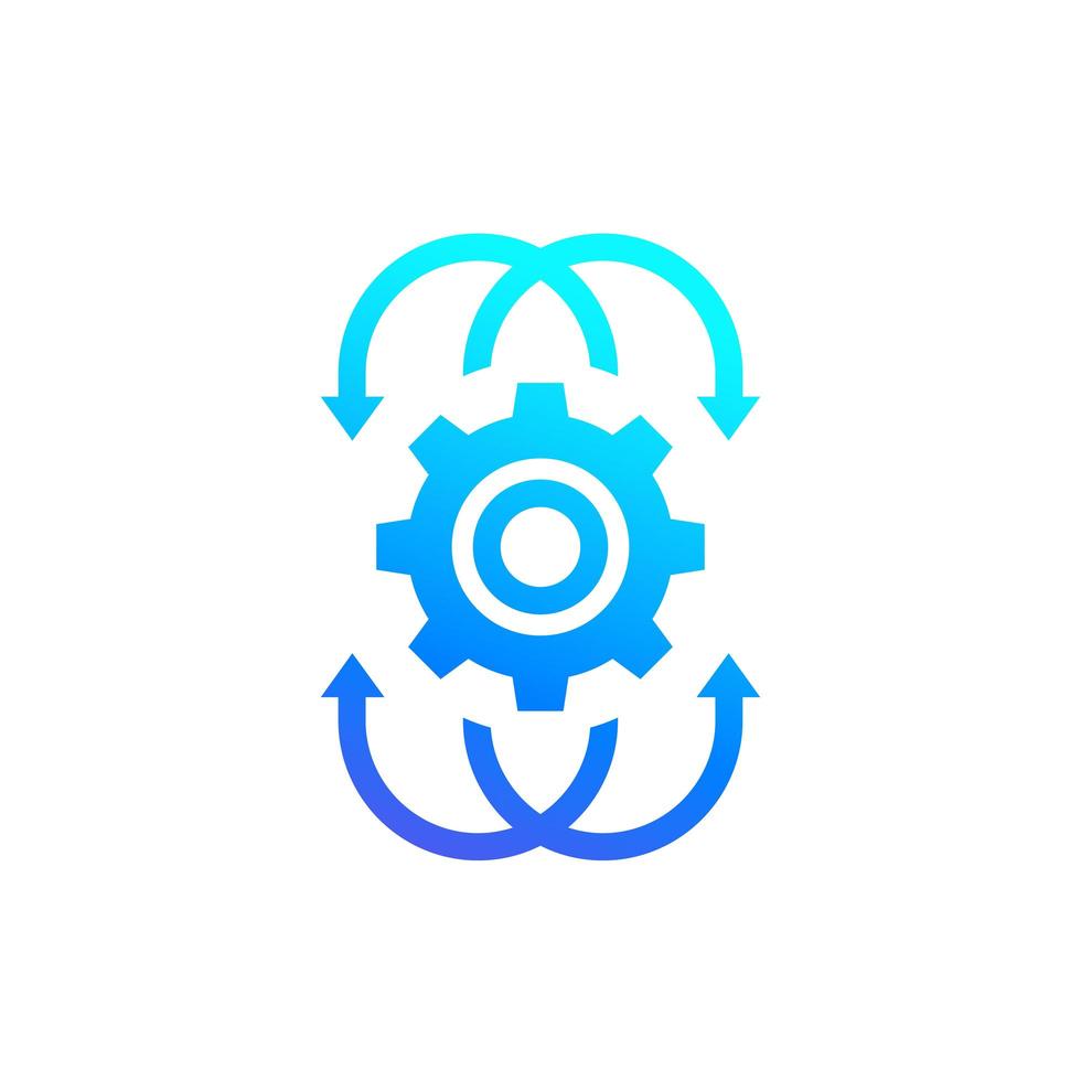 Integration icon, gear with arrows vector