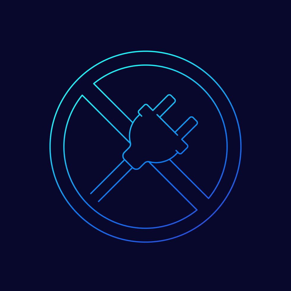 Electrical plug, do not connect linear icon vector